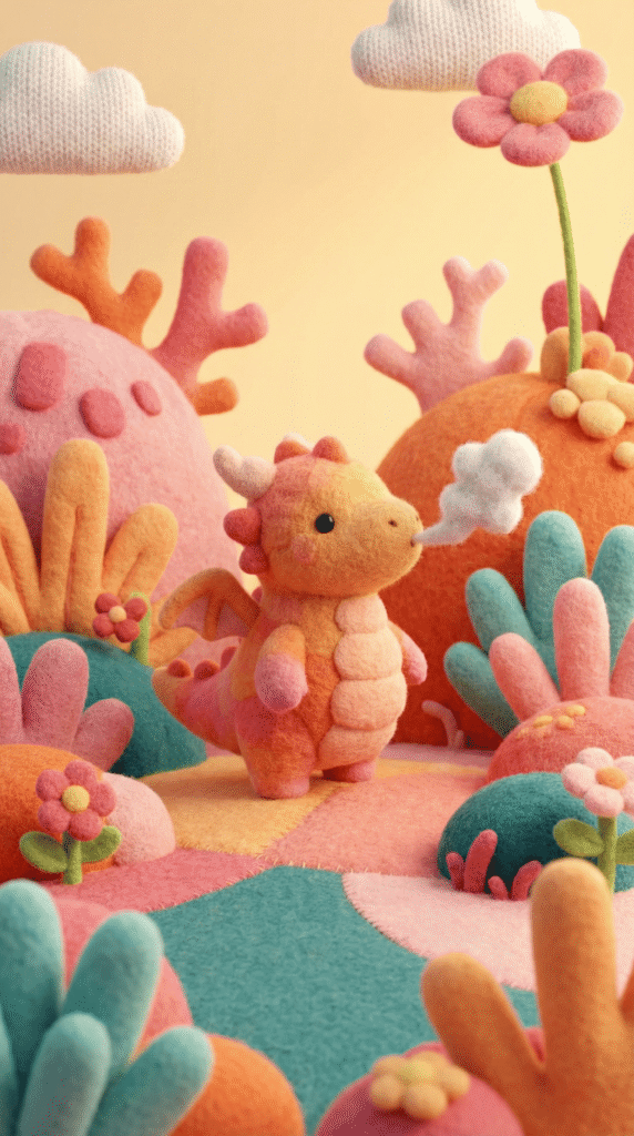 Create Viral 3D Images With This Whimsical Prompt Tiny, non-threatening dragon with felt scales, blowing a tiny puff of smoke.